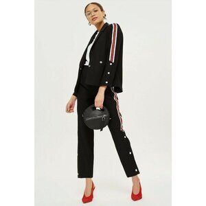 TOPSHOP Pants Side Stripes Black Jogger Casual Ankle Pants Sz 6 NEW